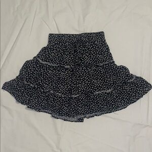 Black and White Floral 3-tier Mini Skirt